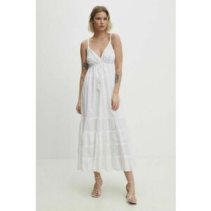 Answear Lab rochie din bumbac culoarea alb, maxi, evazati imagine