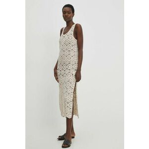 Answear Lab rochie din bumbac culoarea bej, maxi, mulata imagine