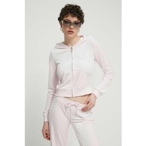 Juicy Couture bluză din velur culoarea roz, cu glugă, cu imprimeu imagine