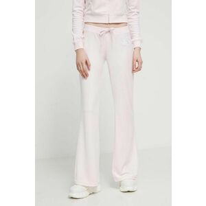 Juicy Couture pantaloni de trening din velur culoarea roz, cu imprimeu imagine