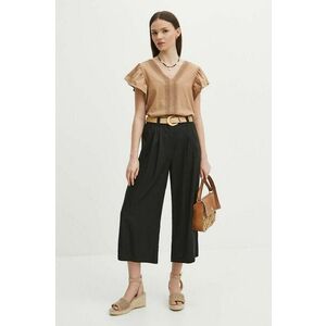 Medicine pantaloni femei, culoarea negru, fason culottes, high waist imagine