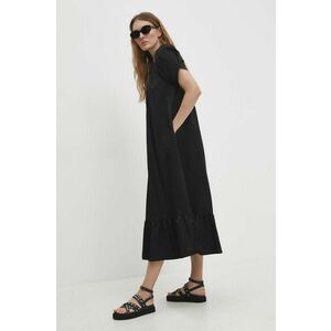 Answear Lab rochie din bumbac culoarea negru, midi, evazati imagine