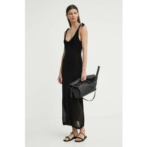 AERON rochie din in COUNT culoarea negru, maxi, evazati, AW24SSDR515505 imagine