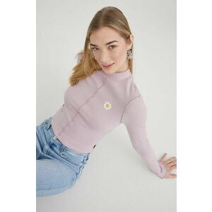 Vans longsleeve femei, culoarea roz, cu turtleneck imagine