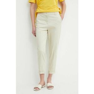 Sisley pantaloni femei, culoarea bej, fason tigareta, high waist imagine