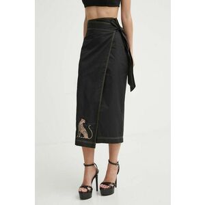 Never Fully Dressed fusta din bumbac culoarea negru, midi, creion imagine