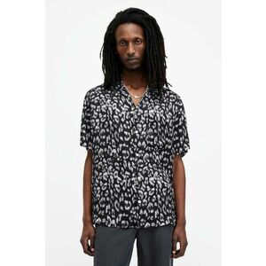 AllSaints camasa LEOPAZ SS SHIRT barbati, culoarea negru, relaxed, M035SA imagine