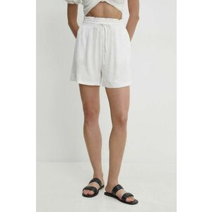 Answear Lab pantaloni scurți cu in culoarea alb, melanj, high waist imagine