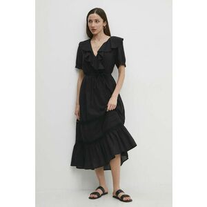 Answear Lab rochie din bumbac culoarea negru, midi, evazati imagine