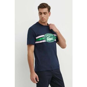 Lacoste tricou din bumbac culoarea albastru marin, cu imprimeu imagine