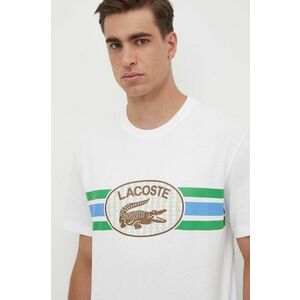 Lacoste tricou din bumbac culoarea alb, cu imprimeu imagine