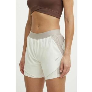 Reebok pantaloni scurți de alergare culoarea bej, modelator, high waist, 100076065 imagine