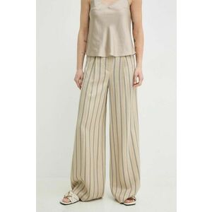 MAX&Co. pantaloni din amestec de in culoarea bej, lat, high waist, 2416131064200 2416130000000 imagine