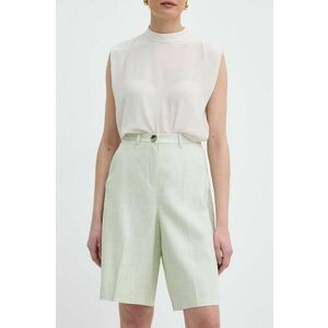 Marella pantaloni scurți femei, culoarea verde, uni, high waist, 2413141011200 2413140000000 imagine