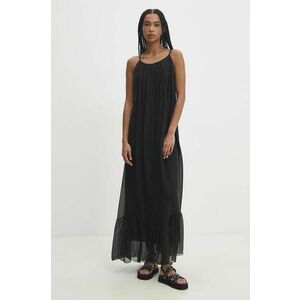 Answear Lab rochie din matase culoarea negru, maxi, evazati imagine