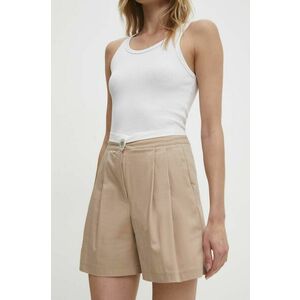 Answear Lab pantaloni scurti femei, culoarea bej, neted, high waist imagine