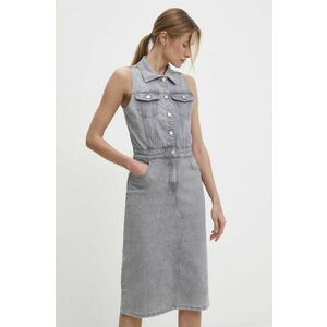 Answear Lab rochie jeans culoarea gri, midi, drept imagine