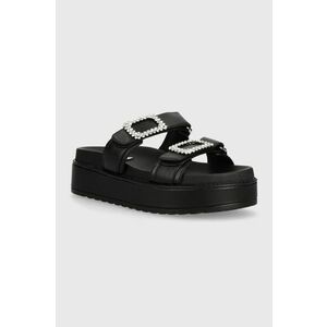 Steve Madden slapi de piele Monumental femei, culoarea negru, cu platforma, SM11003102 imagine