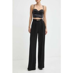 Elisabetta Franchi pantaloni femei, culoarea negru, lat, high waist, PA04642E2 imagine