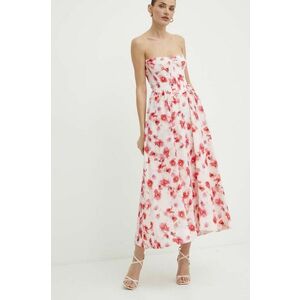 Bardot rochie LOLA culoarea roz, midi, evazati, 58164DB1 imagine