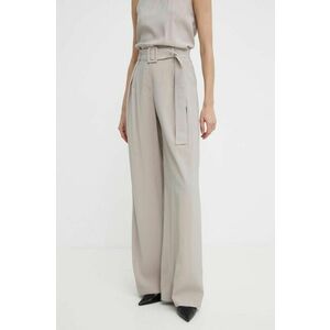 Answear Lab pantaloni femei, culoarea gri, drept, high waist imagine