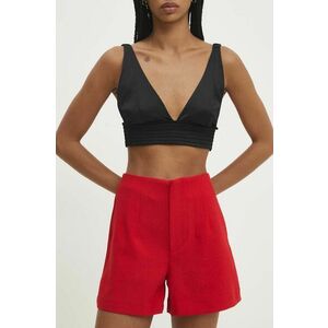 Answear Lab pantaloni scurti culoarea rosu, neted, high waist imagine