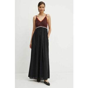 United Colors of Benetton rochie culoarea negru, maxi, evazati, 43YVDV09R imagine