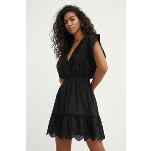 The Kooples rochie din bumbac culoarea negru, mini, evazati, FROB28099K imagine