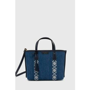 Tory Burch poseta Perry Denim Triple-Compartment Small culoarea albastru marin, 154619.426 imagine