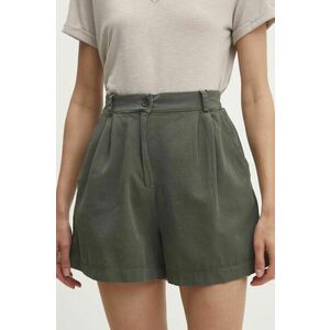 Answear Lab pantaloni scurti din bumbac culoarea verde, neted, high waist imagine