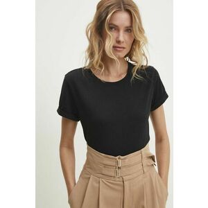 Answear Lab tricou din in culoarea negru imagine