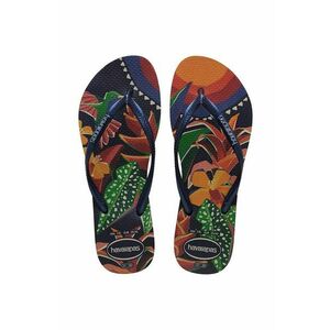 Havaianas slapi SLIM TROPICAL femei, culoarea albastru marin, cu toc plat, 4122111.4368 imagine