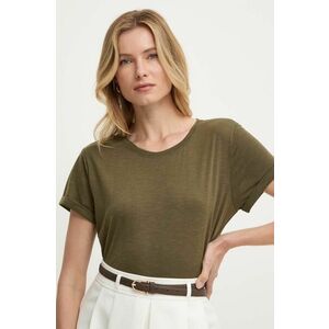 Answear Lab tricou din in culoarea verde imagine