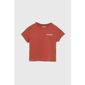 Lacoste tricou de bumbac pentru copii culoarea bordo, cu imprimeu imagine