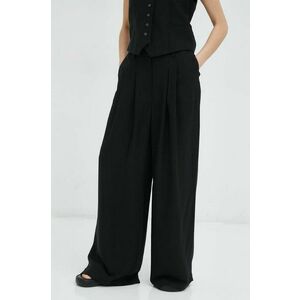 Herskind pantaloni Lotus femei, culoarea negru, lat, high waist imagine