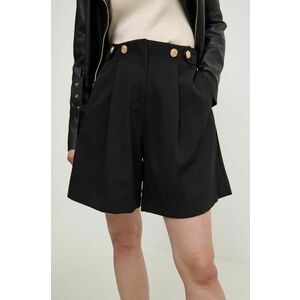 Answear Lab pantaloni scurti femei, culoarea negru, neted, high waist imagine