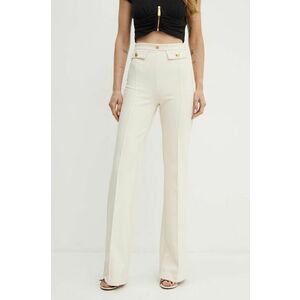 Elisabetta Franchi pantaloni femei, culoarea bej, evazati, high waist, PA02546E2 imagine