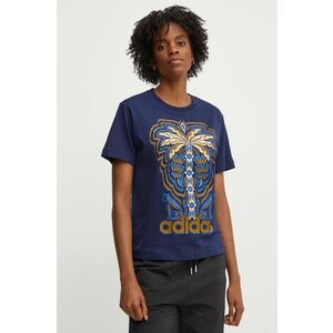 adidas tricou din bumbac x Farm Rio femei, culoarea albastru marin, IV9758 imagine