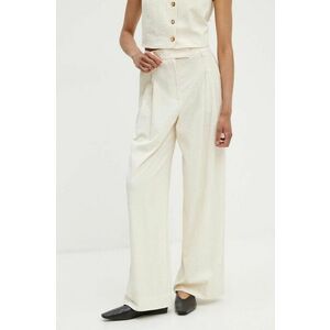 By Malene Birger pantaloni CYMBARIA femei, culoarea bej, drept, high waist, Q72527001 imagine