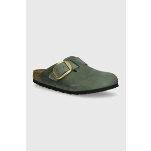 Birkenstock papuci din nubuc Boston Big Buckle culoarea verde, 1028033 imagine