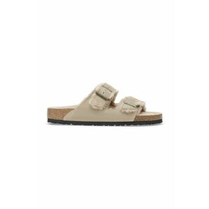 Birkenstock papuci din piele Arizona Shearling femei, culoarea bej, 1028293 imagine