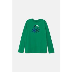 United Colors of Benetton longsleeve din bumbac pentru copii culoarea verde, cu imprimeu, 3I1XC10JN imagine