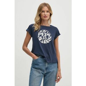 Pepe Jeans tricou din bumbac ELVIA femei, culoarea albastru marin, PL505881 imagine