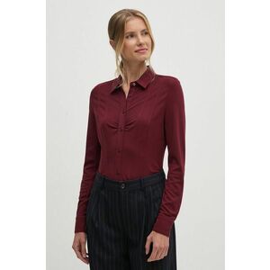 Dkny camasa femei, culoarea bordo, cu guler clasic, regular, D2G4A139 imagine