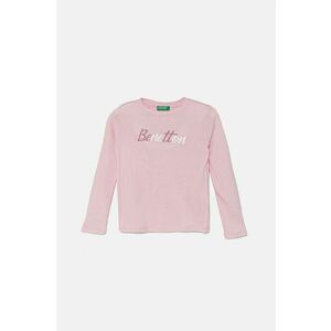 United Colors of Benetton longsleeve din bumbac pentru copii culoarea roz, 3I9WG10F7 imagine