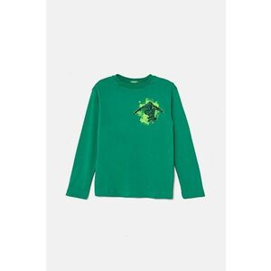 United Colors of Benetton longsleeve din bumbac pentru copii culoarea verde, cu imprimeu, 3096C10K9 imagine