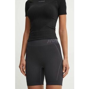 Hummel pantaloni scurți de antrenament Christel culoarea maro, cu imprimeu, high waist, 213755 imagine