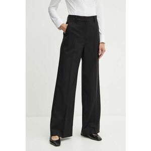 Weekend Max Mara pantaloni de lana culoarea negru, drept, high waist, 2425136041600 imagine