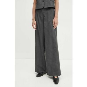 Marc O'Polo pantaloni din lana culoarea gri, lat, high waist, 408026310417 imagine