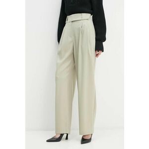 IRO pantaloni de lana culoarea verde, lat, high waist, WP23ALLIRA imagine